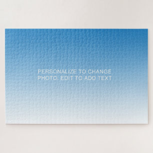 Aangepaste blauwe illustratie foto Tekst toevoegen Legpuzzel