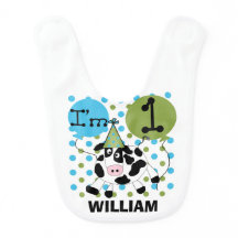 Aangepaste blauwe kabeljauw 1st Birthday Bib