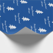 Aangepaste blauwe kerstboomvakantie cadeaupapier (Hoek)