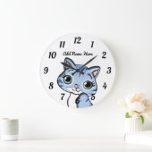 Aangepaste blauwe keuken met grote klok (Huis)