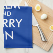 Aangepaste blauwe keukenhanddoeken | Kalm houden e (Quarter Fold)
