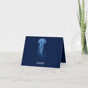 Aangepaste blauwe kwal illustratie Dank u kaart