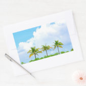 Aangepaste Blauwe Lucht Wolken Palmen Lege Sjabloo Rechthoekige Sticker (Envelop)