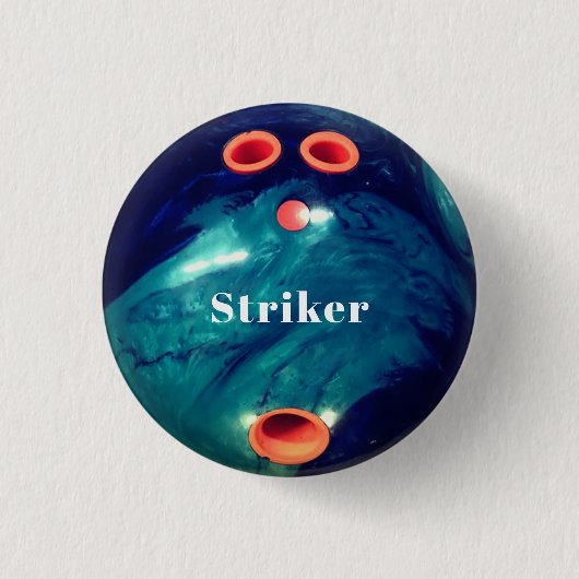 Aangepaste blauwe marmer Bowling Ball Button (Voorkant)