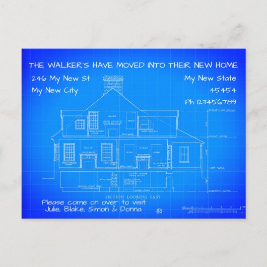 Aangepaste blauwe mededeling over het verplaatsen briefkaart (Voorkant)