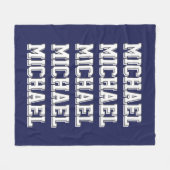 Aangepaste blauwe monogram naam fleece deken (Voorkant (Horizontaal))