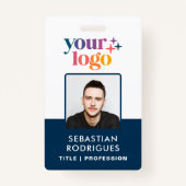 Aangepaste Blauwe Naam Logo Foto Barcode Medewerke Badge (Voorkant)