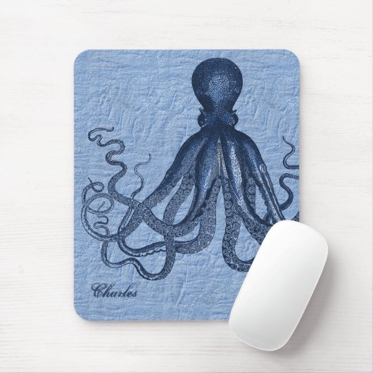 Aangepaste blauwe octopus Muismat (Met muis)
