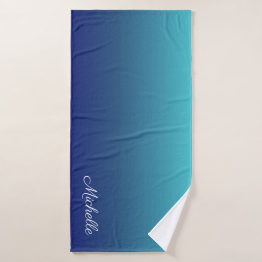 Aangepaste blauwe ombre gradiënt badhanddoek (Badhanddoek)