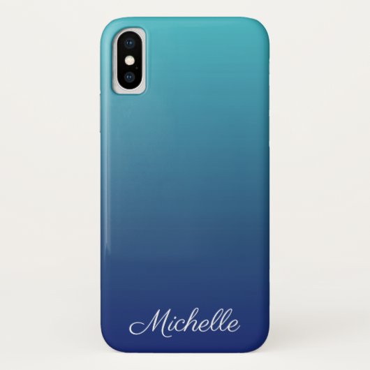 Aangepaste blauwe ombre gradiënt Case-Mate iPhone case (Achterkant)