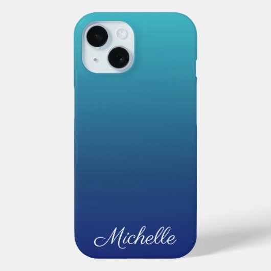 Aangepaste blauwe ombre gradiënt Case-Mate iPhone case (Achterkant)