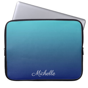 Aangepaste blauwe ombre gradiënt laptop sleeve