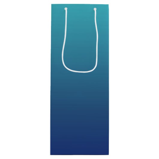 Aangepaste blauwe ombre gradiënt wijn cadeautas (Voorkant)