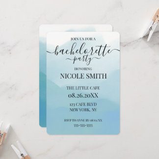 Aangepaste Blauwe Ombré Waterverf Bachelorette Fee Kaart