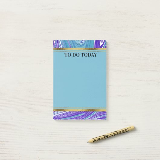 Aangepaste blauwe Paarse marmer 4x6 Post-it® Notes (Op bureau)