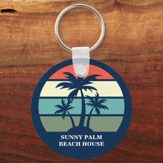 Aangepaste blauwe palmboom voor vakantiegebruik in sleutelhanger (Achterkant)