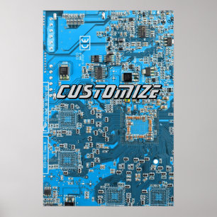 Aangepaste Blauwe PCB-printplaat voor IT-professio Poster