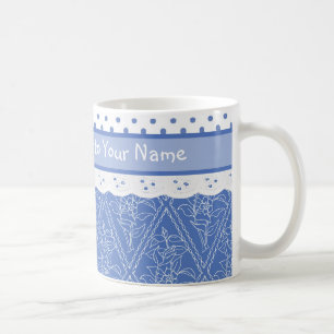 Aangepaste blauwe periwinkles poka Dots faux kant Koffiemok
