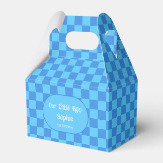 Aangepaste blauwe ruitvormige preppy verjaardagsfe bedankdoosjes