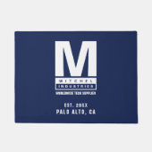 Aangepaste blauwe standaard Logo bedrijfsnaam Deurmat (Voorkant)