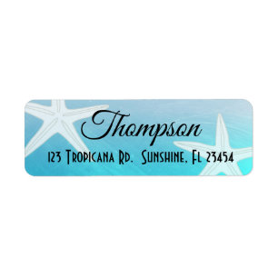 Aangepaste blauwe Starfish Return Address Labels
