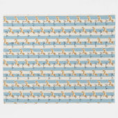 Aangepaste Blauwe Streep Gouden Doodle Pet Naam Fleece Deken (Voorkant (Horizontaal))