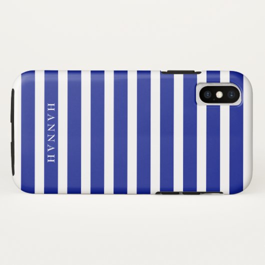 Aangepaste blauwe stripes Case-Mate iPhone case (Achterkant (horizontaal))