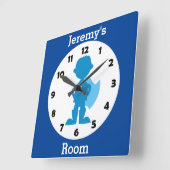 Aangepaste blauwe superheld Boy Kinder Room Vierkante Klok (Hoek)
