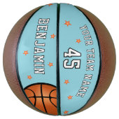 Aangepaste blauwe teamnaam Aantal sterren Basketbal (Verticaal)