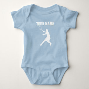 Aangepaste blauwe tennissport jersey baby bodysuit