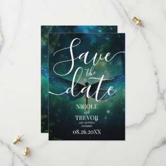 Aangepaste Blauwe Turquoise Groen Libelle Trouw Save The Date