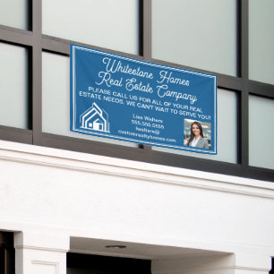 Aangepaste Blauwe Vastgoedbedrijf Marketing Spandoek