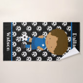 Aangepaste blauwe voetballen KidsPersoonlijke keuk Badhanddoek (Badhanddoek)