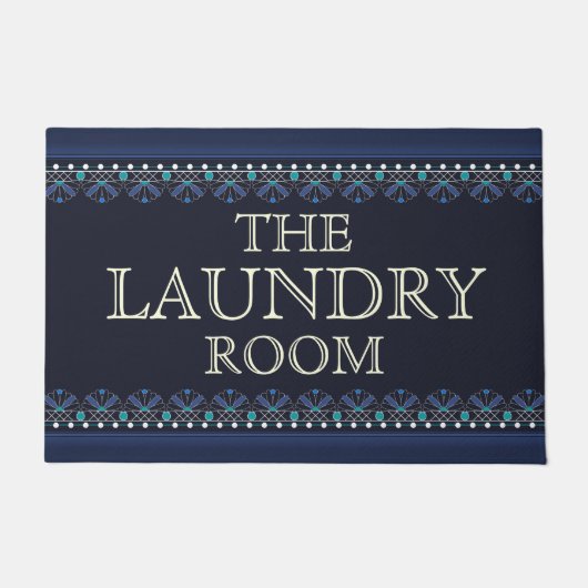 Aangepaste blauwe wasruimte deurmat (Voorkant)