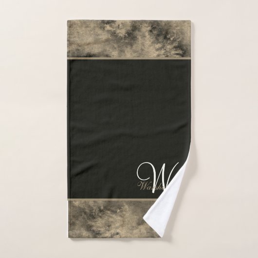 Aangepaste Blauwe Waterverf Wit Elegant Monogramme Bad Handdoek (Handdoek)
