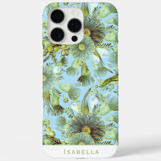 Aangepaste blauwe Wattle en Eucalyptus Case-Mate iPhone Case (Achterkant)