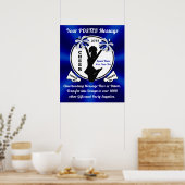Aangepaste blauwe, witte en zwarte Posters (Keuken)