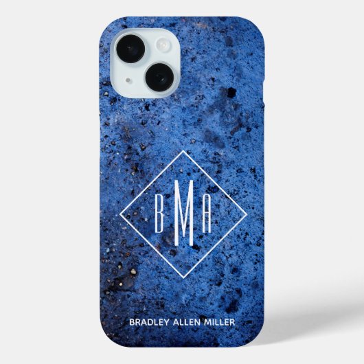 Aangepaste Blauwe Witte Monogram Case-Mate iPhone Case (Achterkant)