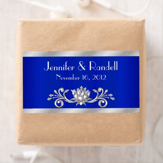 Aangepaste Blauwe & Zilveren Mini Wijnflesetiket Etiket (Insitu)