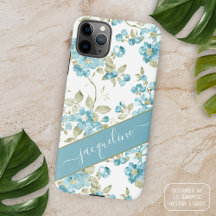 Aangepaste Blauwgroen Aqua Blue Sage Green Flowers
