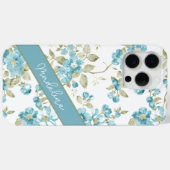 Aangepaste Blauwgroen Aqua Blue Sage Groene Bloeme Case-Mate iPhone Case (Achterkant (horizontaal))