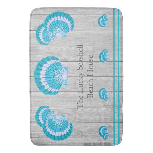 Aangepaste Blauwgroen Aqua Seashell White Shell Co Badmat (Voorkant Verticaal)