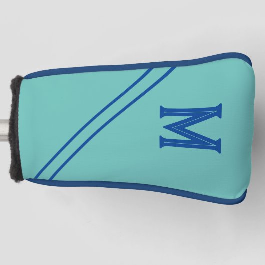 Aangepaste Blauwgroen blauw golfputter hoofd Hoesj Golfheadcover (Voorkant)