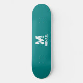 Aangepaste Blauwgroen Blauw Groen Sjabloon Monogra Skateboard (Voorkant)