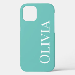 Aangepaste Blauwgroen Blauwe Moderne Typografie iPhone 12 Pro Hoesje