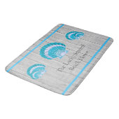 Aangepaste Blauwgroen blauwe schelp White Shell Co Badmat (Gekanteld)