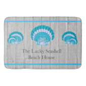 Aangepaste Blauwgroen blauwe schelp White Shell Co Badmat (Voorkant)