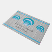 Aangepaste Blauwgroen blauwe schelp White Shell Co Deurmat (Schuin)