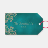 Aangepaste Blauwgroen en gouden Indiase stijl dank Cadeaulabel (Voorkant (Horizontaal))