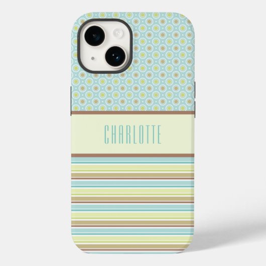 Aangepaste Blauwgroen en langzame groene patroonte Case-Mate iPhone Case (Achterkant)